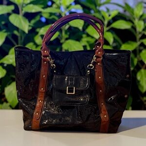Roxbury Black Patent Leather Large Tote